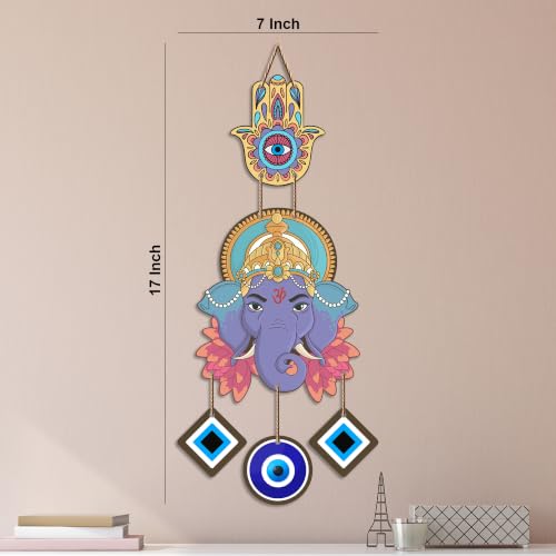 Image of Artvibes Lambodar Ganesha Nazar Battu Wall Hanging for Home Decor | Evil Eye Protection for Entrance Door Bedroom Living Room Temple | Positive Energy Vastu MDF Decorative Gift Item (WH 8567N)