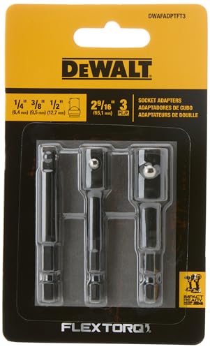 DEWALT - DEWALT FLEXTORQ 3Pk Socket Adapters for Drills & Impact Drivers, Hex Shank (DWAFADPTFT3)