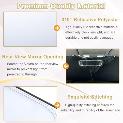 Image of PIMCAR Windshield Sun Shade for 2023 2024 2025 2026 Honda Accord, 310T Reflective Polyester Front Window Sun Visor Blocks UV Rays Foldable Sunshade Honda Accord Accessories