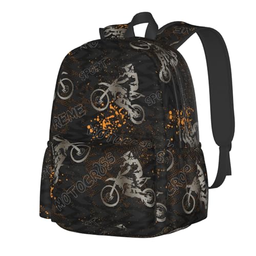 Motorcycle Casual Daypack Laptop Bag School Bookbag Travel Backpack For Kids Teen Boy Girl