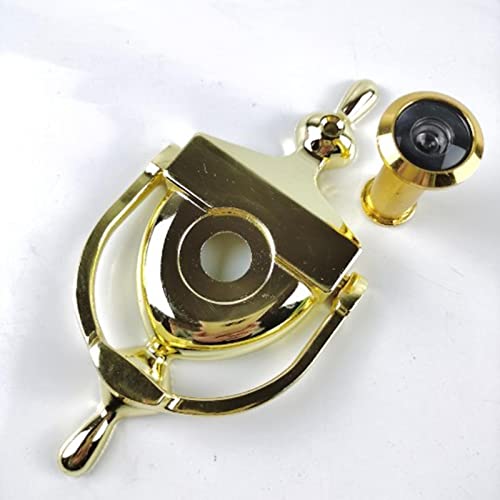 Baoblaze Zinc Alloy Door Knocker With Glass Lens Door Viewer Modern Simple For Office Home, 6 Inch Height, Aureate #TOP2