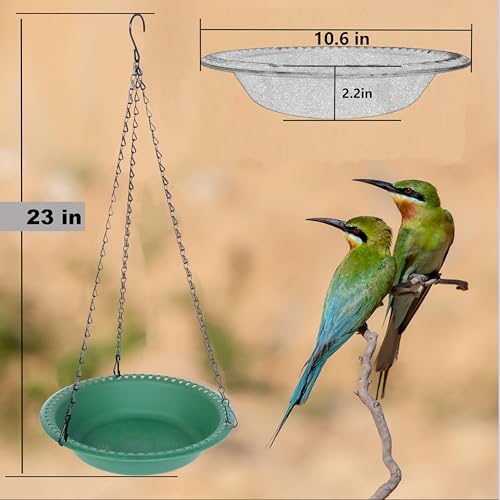 Hanging Bird Feeder Tray with Drainage Holes for Outside, Rugged Recycled Plastic Wild Bird Feeding Station (10 inch, Green) - Thumbnail 3