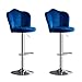 ZJF Metalowe stołki barowe - stołek ladowy z płytą nożną i szerokim oparciem flanelowym, ergonomiczne krzesło kuchenne do jadalni - regulowana wysokość i obrót o 360°, zestaw 2 szt. (kolor: Niebieski, rozmiar: B)