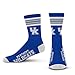 For Bare Feet Mens NCAA 4 Stripe Deuce Crew Socks, Kentucky Wildcats, Medium (5-10)