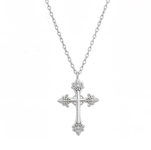 ZDZM Big Vintage Cross Pendant Necklace for Women, Hypoallergenic Stainless
