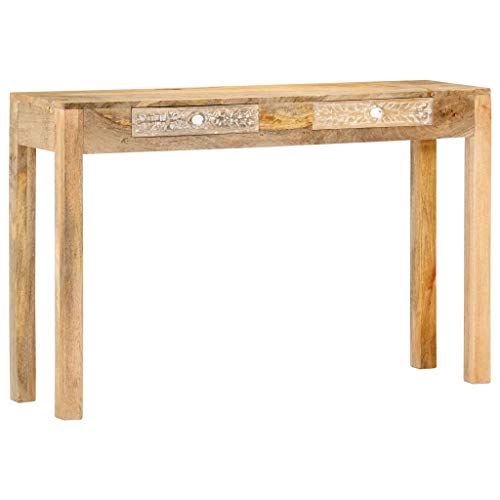 BNLD Console Table 47.2"X11.8"X29.5"Solid Mango Wood with A Bleached Finish,with 2 Drawers with Beautiful Carved Patterns,Beautiful Mango Wood Grains,Stable and Durable BNLD Console Table 47.2"X11.8"X29.5"Solid Mango Wood with A Bleached Finish,with 2 Drawers with Beautiful Carved Patterns,Beautiful Mango Wood Grains,Stable and Durable