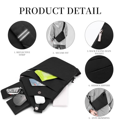 Anti Theft Crossbody Travel Bag - Multi-pocket Shoulder Bag with Adjustable Strap,Slim Sling Bag for Women Men3