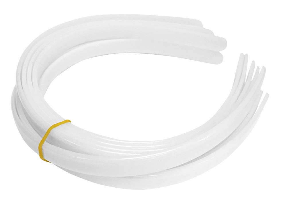 HipGirl Bulk Plain Craft Plastic Headbands for DIY - 12pc White Headbands for Women Girls and Teens