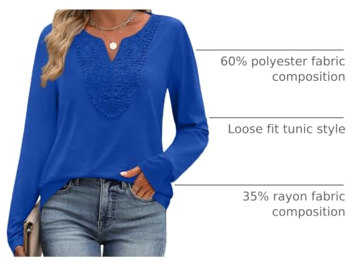 Image of XIEERDUO Boho Tops for Women Blouses Dressy Casual V Neck Long Sleeve Shirts Fall Outfits Trendy Vacation Clothes