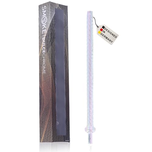 Smoke2U Premium 40 cm Shisha Mundstück Glas Lang | Hochwertiges Wasserpfeifen Glasmundstük | Hookah Shisha Endstück | Hitzeresistent Federleicht - Dulce Chrome Regenbogen