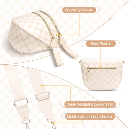 Image of Checkered Crossbody Bag, Bum Bags for Women Crossbody,Spacious Sling Bag Purse Fanny Packs with Shoulder Strap