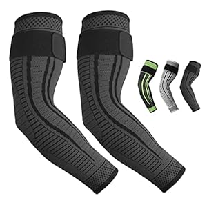 Elbow Support for Men and Women 2 Pack Anti slip Elbow Brace Adjustable Elbow Sleeve Compression Arm Sleeve for Tennis Elbow, Golfers Elbow, Arthritis, Tendonitis, Joint Pain Relief (Black, Large)