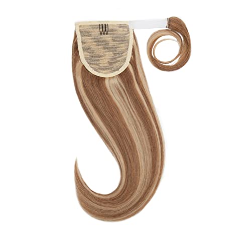 Human Hair Ponytail Extensions Down #12/613 Blonde Mix 14"