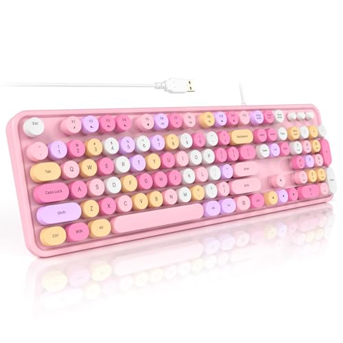 Clavier d'ordinateur rose filaire USB à pavé numérique pour PC et ordinateur portable Windows