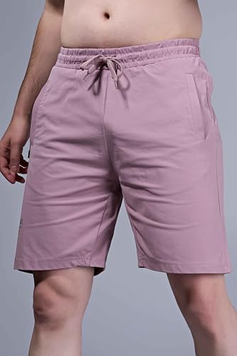 Image of Maxzone Men's Cotton Shorts | Elastic Drawstring Waist | Side Zip Pocket | Regular Fit | Casual Breathable Summer Shorts | Comfortable Lounge, Gym & Travel Shorts