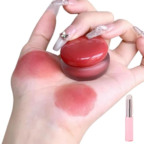 Blush Lip Cream, Lip and Cheek Blurry Pudding Pot with Applicator Stick, Multi-Use Blush Lip Cream, Natural and Long-lasting, Weiches, Mattes (#01)