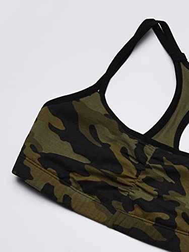 Fruit Of The Loom Women's Adjustable Shirred Front Racerback Sports Bra, Camo/White/Charcoal With Black, 36 #TOP1
