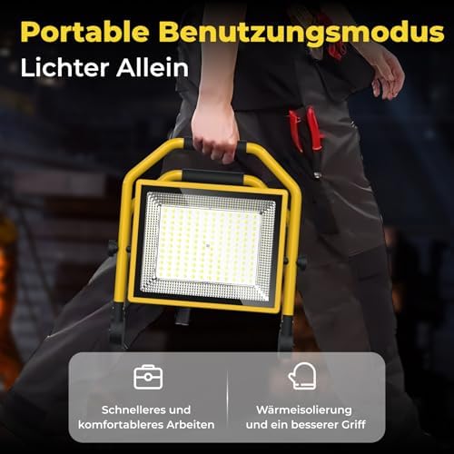 Bild 4 - LED Baustrahler mit 16500 Lumen, 16FT Kabel, 6500k, Wasserdicht, Verstellbarer Ständer Ideal für Innen und Außenwerkstätten, Garagen und Baustellen (150W)