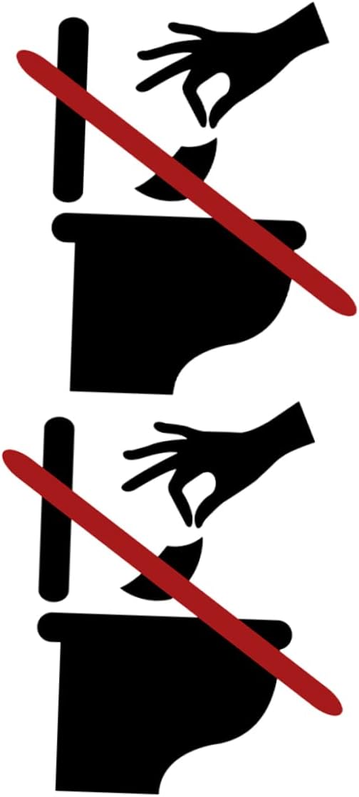 2sheets Toilet Lid Sign Sticker Removable Bathroom Decal for Boys and Girls Warning Sign to Prevent Tissue Disposal Toilet Wall Art Decor
