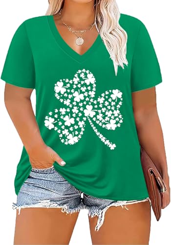 Image of ForHailey Women's Plus Size Short Sleeve Tee Shirt V Neck Basic Ladies Loose Fit T Shirt 1X-5X