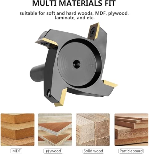 Image of SpeTool 4 Wings Coated Carbide Insert CNC Spoilboard Surfacing Router Bit 1 /2 inch Shank 2-1 /2 inch Cutting Diameter, Include 4 Additional Carbide Inserts