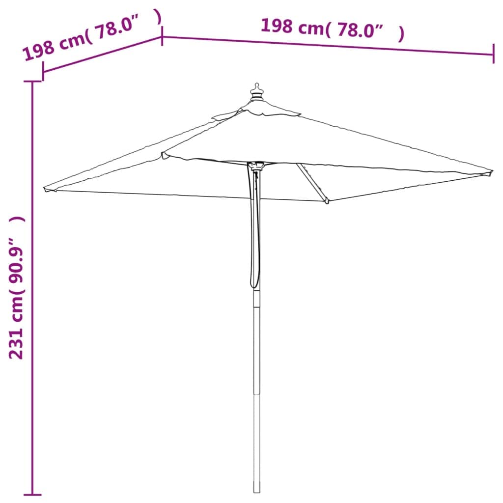 vidaXL Sombrilla de jardín con Poste de Madera Terracota 198x198x231cm