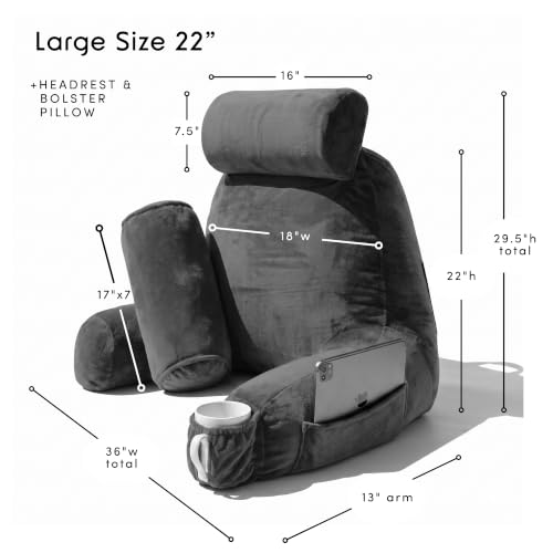 Nestl Reading Pillow for Bed, Back Pillow for Sitting Up in Bed, Dark Grey by Nestl - Used condition - Image 9