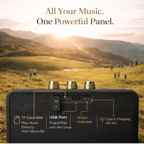 Image of ModishOmbre Premium Basson 30W Portable Bluetooth Speaker | FM Radio | 20 Hours Long Playtime | Dual Bass Drivers | Built-in Mic | Playback via BT5.3 /USB /TF Card | Type C Charging (Blue)
