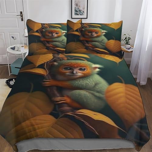 Housse couette singe parure de lit microfibre douce 3 pièces 200x200cm