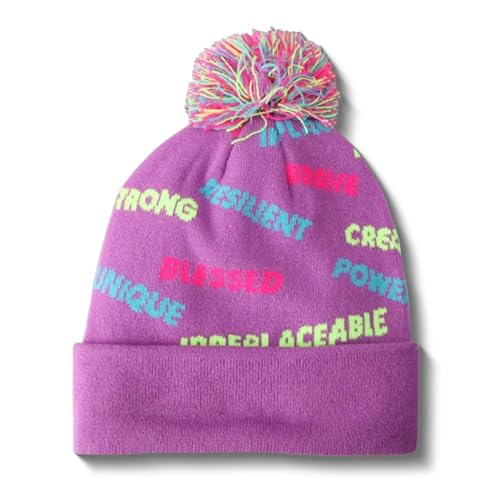 Motivational Satin Lined Beanie for Baby, Toddler, Kids, Girls, and Boys. Warm Kids Outdoor Winter Hat, Pom Pom Beanies2