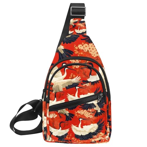 Mochila cruzada de grullas de corona roja riñonera multicolor de talla única