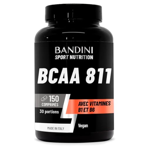Bandini® BCAA 8.1.1 | Acides Aminés à Chaîne Ramifiée, Leucine, Isoleucine, Valine + Vitamine B1 et B6 | Récupération Musculaire Pré et Post Workout |...