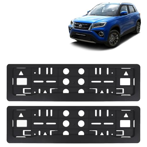 Image of KINGSWAY Urban Cruiser Car Number Plate Frames for All 2020 to 2023 Models of Toyota Car Registration Plate Holders, Black Licence Plate Covers (Front and Rear), Universal Size 51.5 x 14.5 cm