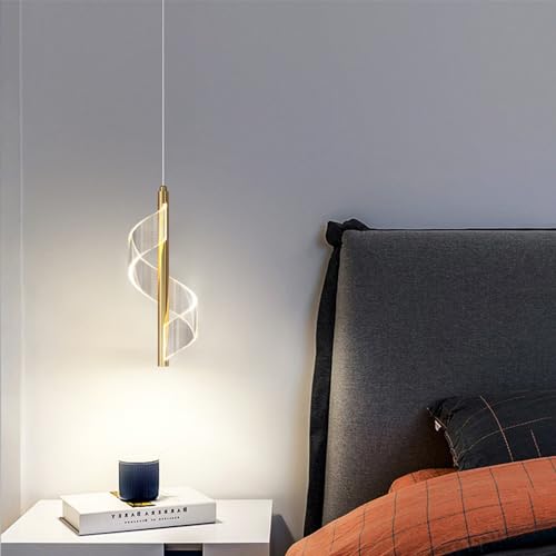 Mengjay Nórdica Moderno Lamparas Colgantes de Techo Diseño lineal,LED Lámpara Colgante en metal, Plafon Led Techo Lámpara de Araña para Sala de Estar Dormitorio Mesita Noche Comedor (Oro, D)