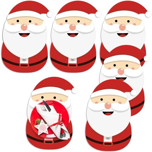 Cholemy 60 Pcs Christmas Paper Placemats Disposable Santa