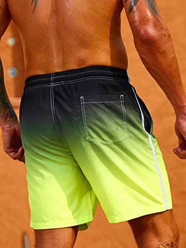 WDIRARA Men's Letter Patched Drawstring Waist Swim Trunks Quick Dry Pocket Swim Beach Shorts2