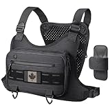 Outdoor Sport Chest Rig for Men, Running Vest Bag with Pack Holster (Black)