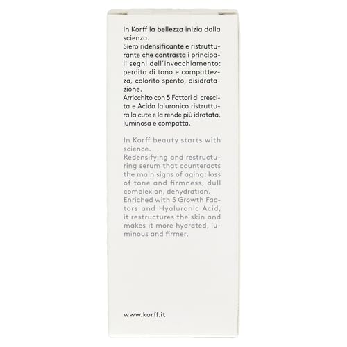Korff Biorevitalizing HA Serum do twarzy, Leczenie odczulające i odnawiające, Nawilżona, Jasna i Zwarta Kwas Hialuronowy, Formuła 30 ml