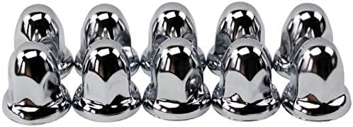 MRJLK 33mm Chrome Steel Push-on Bullet Flanged Lug Nut Covers Pack of 10