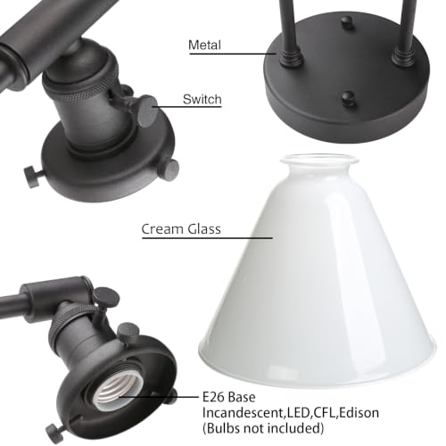 Image of Vintage Industrial 3-Light Bathroom Vanity Light with Milk Glass lampshade - Antique Brass Wall Sconce for Over Mirror, E26 Socket, Hardwired Installation