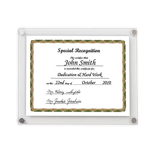 Get Acrylic Photo Frames - A4 Modern Acrylic Certificate Frame Landscape or Portrait Display. Wall Mount For Displaying Your Favourite Document, Certificate, Poster or Picture. Fixings Included.