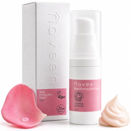 Image of NAVEEN Rose Firming Eye Cream 15ml | Anti-Ageing Eye Treatment with Rose Water Marine Extracts & Acmella | Smooths Fine Lines & Firms Skin | Vegan Halal Organic
