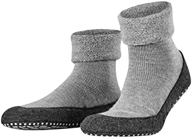 FALKE Men's Cosyshoe Slipper Socks, Merino Wool, Cozy Warm House Socks for Winter and Fall, Grey (Light Grey 3400), 11-12, 1 Pair