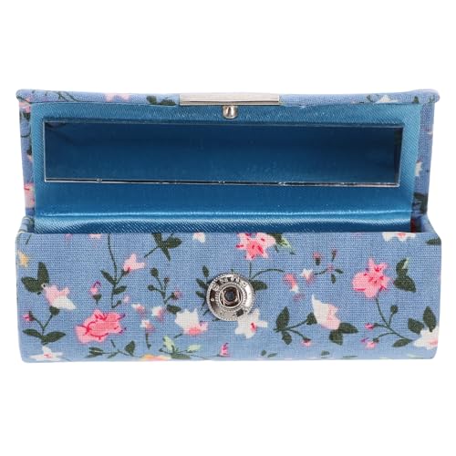 COLLBATH Estuche para Lápiz Labial Espejo y Superficie de Brocado, Caja de Almacenamiento Portátil para Mujer Cierre Seguro, Adecuado para Uso Diario y Viajes