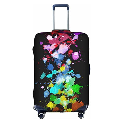 Travel Luggage Cover Suitcase Protector, Colorful Rainbow Paint Splatter Washable Elastic Stretchy Anti-scratch Travel Luggage Sleeve with Concealed Zipper for Wheeled Suitcase Fits 29-32 Inch Luggage by FINOWIN - Used condition - US$18.34