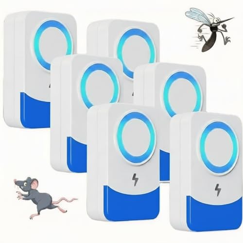 Ultrasonic Pest Repeller | Pack of 6 | Covers 350㎡ per Device | 2026 Upgraded Powerful Mouse Repellent | Wide Frequency Range | Repels Mice, Rats, Spiders, Mosquitoes, Ants, Fleas, Bugs & Flies