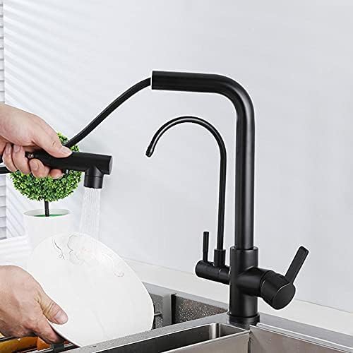 Robinet de cuisine noire 3 voies mitigeur douchette extractible filtre