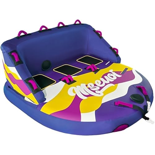 Inflatable Water Towable Tube for Boats Heavy-Duty 1-3 Rider Tow Tube with Reinforced Handles, Quick-Connect Tow Rope, Rapid Air Valve
