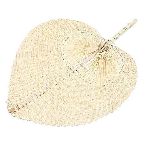 MAGICLULU Handmade Woven Straw Fan Natural Cooling Pu Fan Summer Accessory Suitable for Home Decoration Outdoor Use