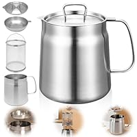 Frittiertopf, 2L Brattopf aus Edelstahl, Frittiertopf mit Sieb, Griff und Deckel, Kleiner Kochtopf zum Kochen, Backen, Aufbewahrung, Kompatibel mit Induktionsherd, Silber, Ø 14 cm